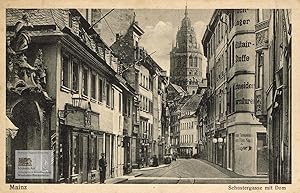 Mainz. Schustergasse mit Dom. Photopostkarte mit Lichtdruck 1920