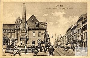 Mainz. Große Bleichen und neuer Brunnen. Postkarte mit Kupfertiefdruck 1921