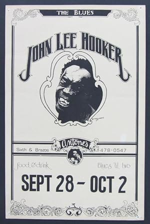 John Lee Hooker, Original Vintage 1976 Concert Poster, Antone's, Austin, Texas