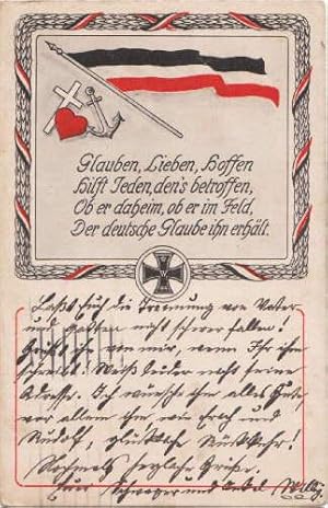 Zweifarbige Postkarte. Abgestempelt 31.01.1916.