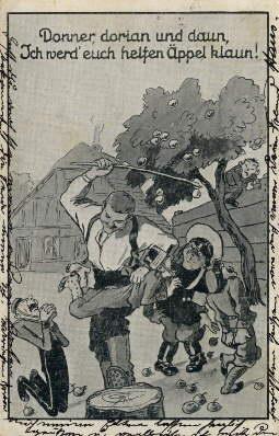 Postkarte in schwarz-weiß. Abgestempelt 1914.