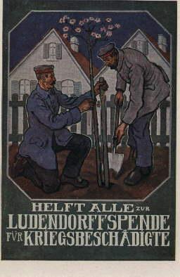 Helft alle zur Ludendorffspende für Kriegsbeschädigte. Farbige Postkarte. Ungelaufen. Entwurf von...