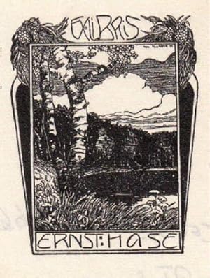 Exlibris für Ernst Hase. Klischéedruck von Paul Telemann, Berlin.