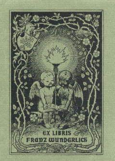 Exlibris für den Verlagsbuchhändler Franz Wunderlich aus Elmen-Grossalze, Eggersdorfer Straße 3. ...