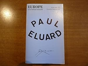 Paul ELUARD Revue Littéraire Europe. Numéro spécial Juillet aout 1953 et novembre décembre 1962.