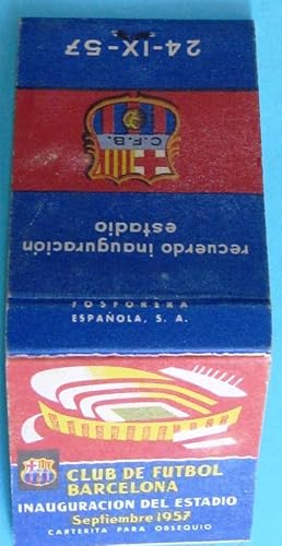 CAJA DE CERILLAS INAUGURACIÓN DEL ESTADIO DEL CLUB DE FÚTBOL BARCELONA, 24 - IX - 57. (Coleccioni...