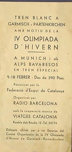 DÍPTICO. TREN BLANC A GARMSICH - PARTENKIRCHEN. IV OLIMPIADES D'HIVERN. 1936 (Coleccionismo Papel...