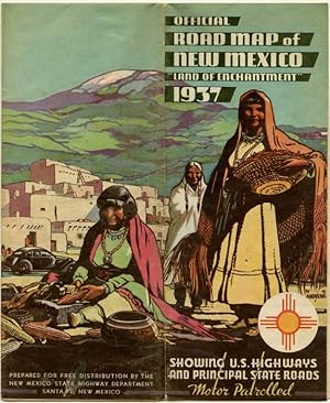 Official Road Map of New Mexico "Land of Enchantment" 1937. Showcasing U.S. Highways and Principa...