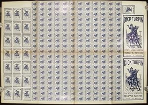 Dick Turpin Finest Impregnated Paraffin Matches. UNCUT SHEET.