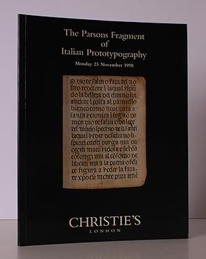 [Sale Catalogue of] The Parsons Fragment of Italian Prototypography. The Property of the Grandchi...