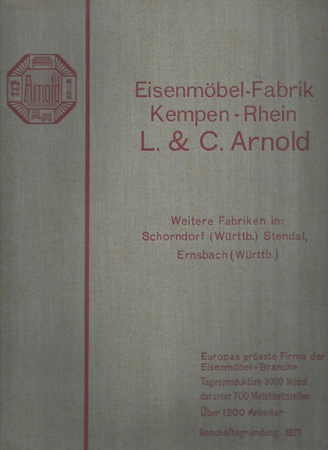 L C Arnold Eisenmobel Fabrik Kempen Rhein O Vlg O O Ca