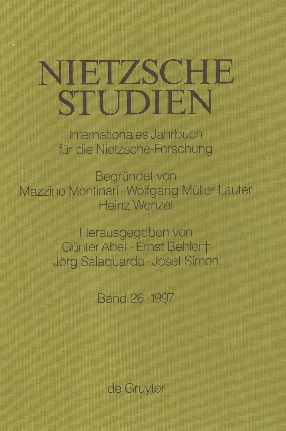 Nietzsche-Studien. Internationales Jahrbuch für die Nietzsche-Forschung