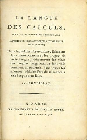 La langue des calculs, ouvrage posthume et élémentaire. . . . (With) Laromiguière, Pierre (1756-1...