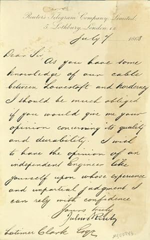 Letter signed to Latimer Clark