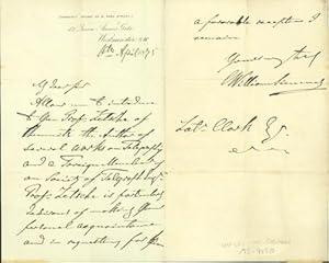 Autograph letter signed to Latimer Clark