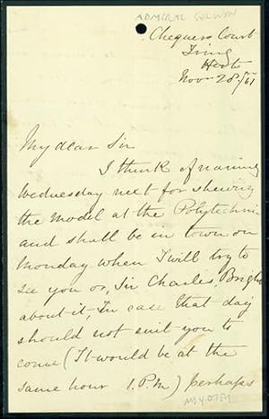 Autograph letter signed, probably to Latimer Clark
