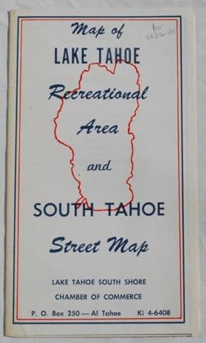 Map of Lake Tahoe Recreational Area and South Tahoe Street Map.