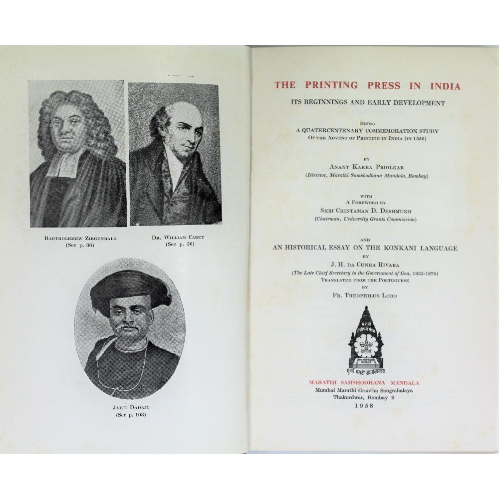 The Printing Press in India. Its beginnings and early development. by