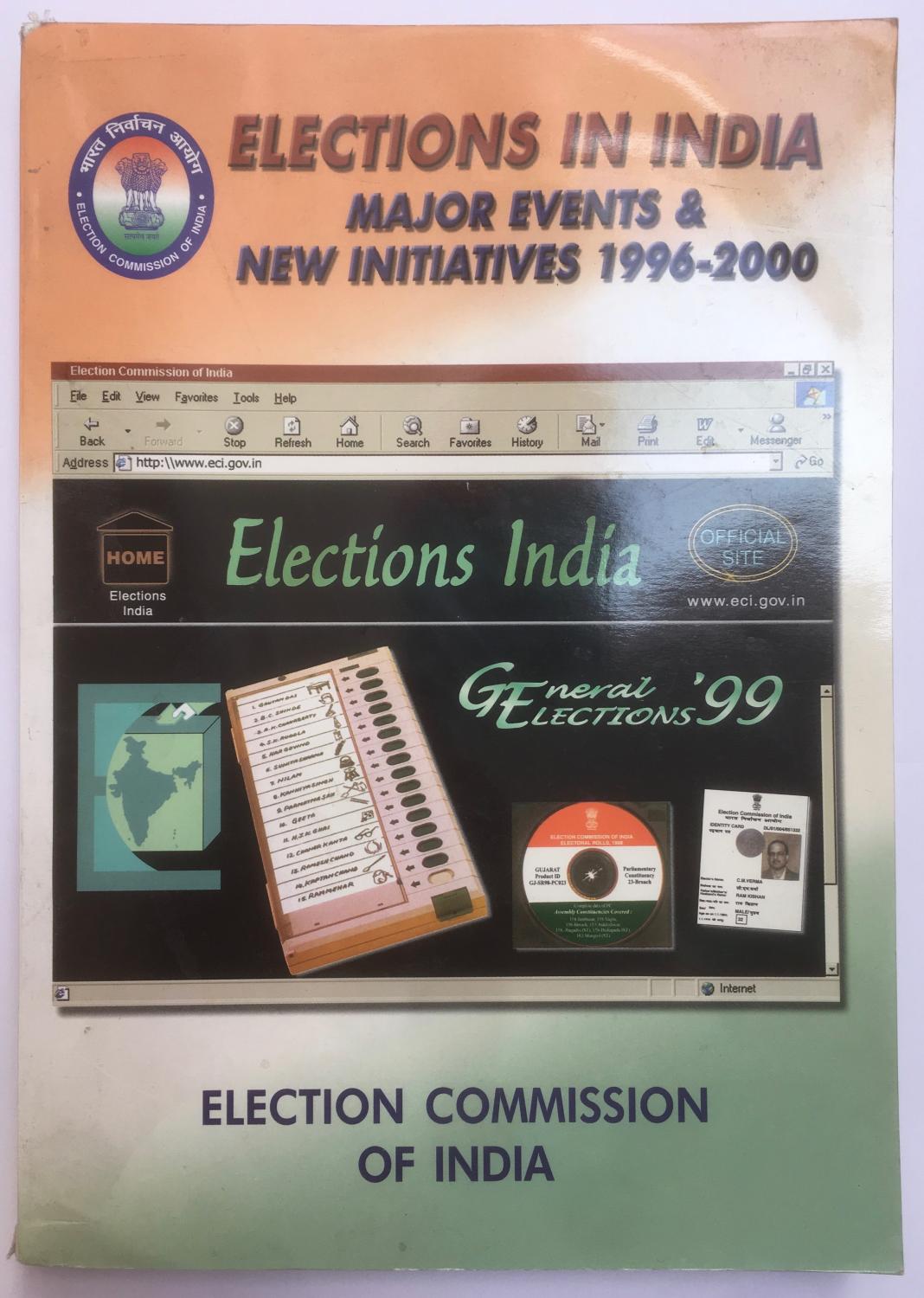 Elections in India : major events and new initiatives 1996-2000 by India. Election ...1068 x 1500