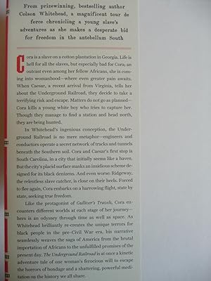 The Underground Railroad, (Signed): Whitehead, Colson