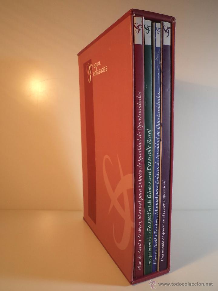 EQUAL-ENLAZADAS. Material Equalenlazadas. Estuche con los siguientes 4 volúmenes: ¿Una mirada de género en el sector empresarial¿, con 135 páginas. ¿Plan de Acción Positiva. Manual para enlaces de igualdad de oportunidades¿, con 66 páginas + Cd. ¿Incorpor