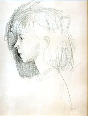 Mädchenkopf nach links, Bleistiftzeichnung