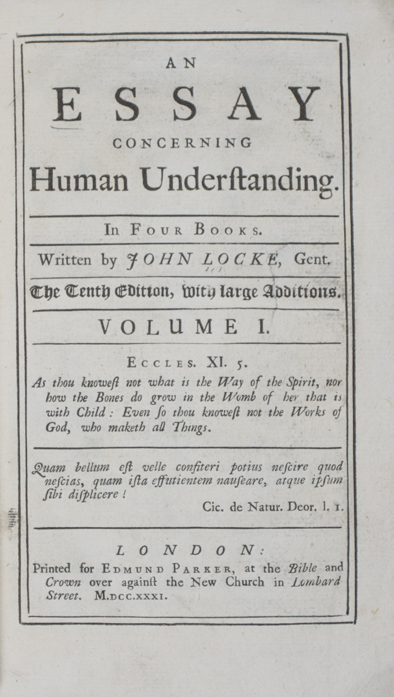 John locke an essay concerning human understanding the epistle to the reader