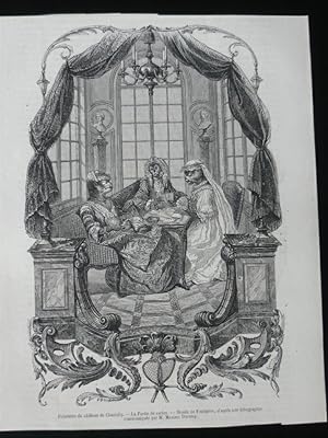 Peinture Du Chateau De Chantilly. La Partie De Cartes. Dessin De Foulquier, D'apres Une Lithograp...