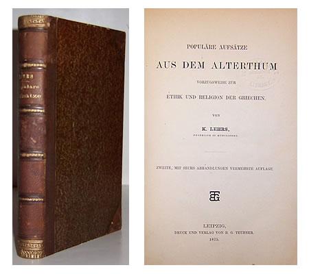 Populare Aufsatze Aus Dem Alterthum: Vorzugsweise Zur Ethik Und Religion Der Griechen (1856)