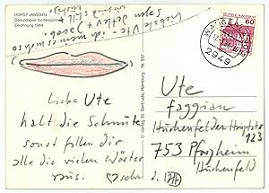 Eigenh. Postkarte mit Initialen.