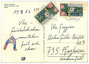 Eigenh. Postkarte mit Initialen.