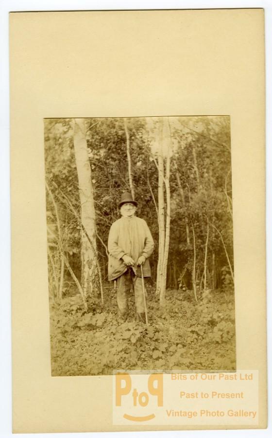Old man standing in the woods Countryside old Albumen Photo 1865 by