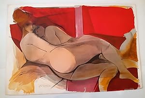 Hilaire Camille Lithographie Originale Signée Par L'artiste Nue Rouge