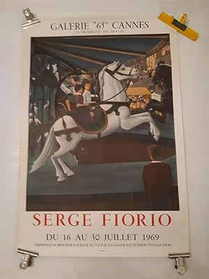 AFFICHE ORIGINALE galerie "65" cannes Serge Fiorio "manège"