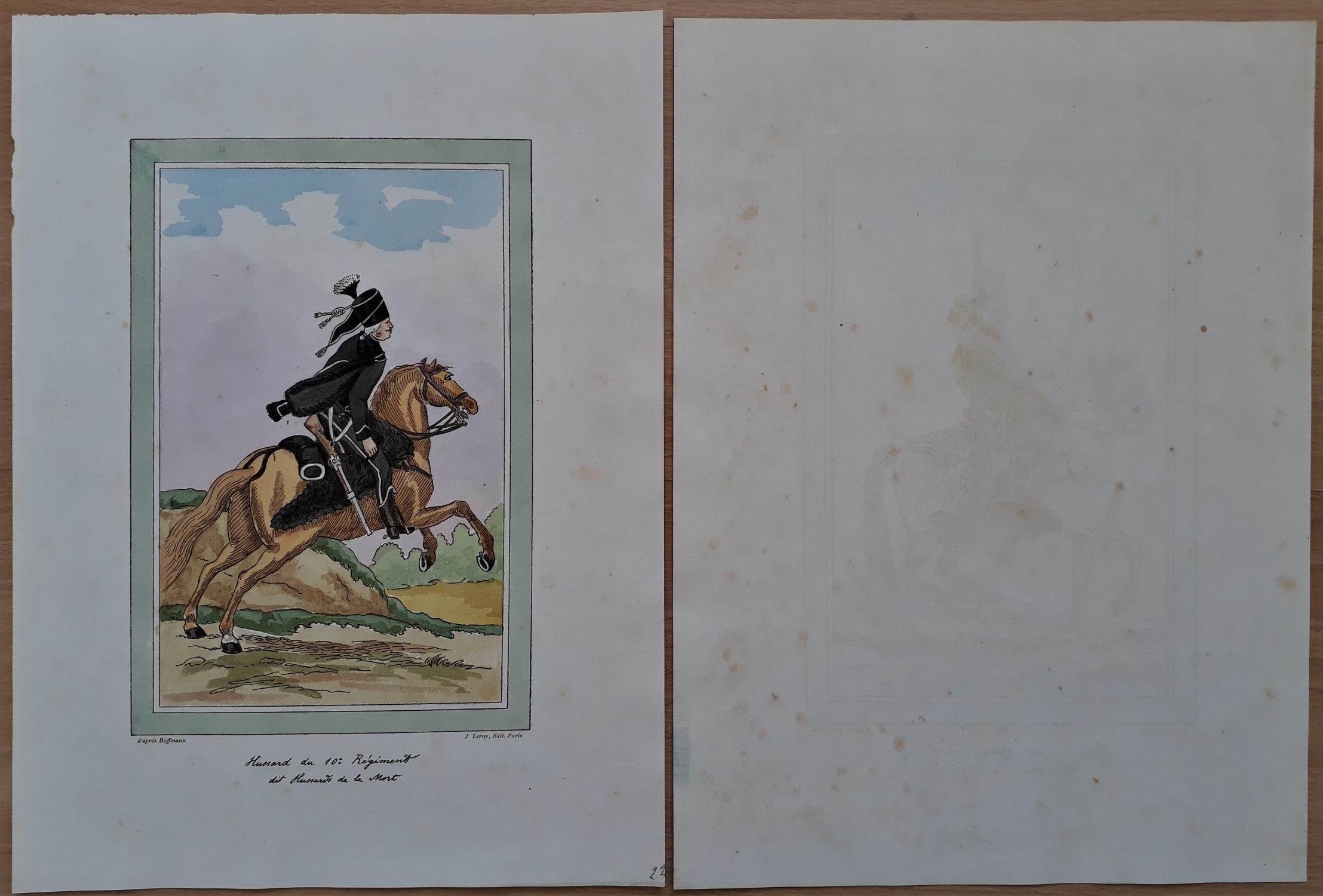 BERNARD BELLUC, FIGURINE EN PORCELAINE : TROMPETTE DU 3ème RÉGIMENT DE HUSSARDS 1806, PREMIER EMPIRE