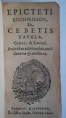 Epictète Epicteti enchiridion et cebetis tabula, Graecè, & Latinè 1646 46 x 86 m