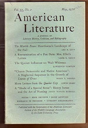 American Literature - A Journal of Literary History, Criticism, and Bibliography. Vol. 42, No. 2,...