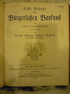 Erste Grunde der Burgerlichen Baukunst, 1763, Jena