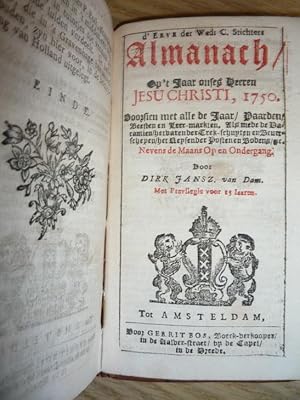 Nieuwe Patriotsche Almanach of Dagwyzer Voor het Jaar 1750. Oranie Almanach, 1750, Amsterdam.