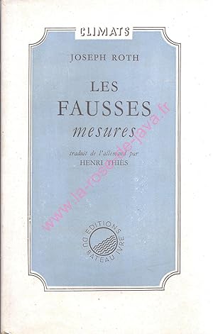 Les fausses mesures. Traduit de l'allemand par Henry Thiès.