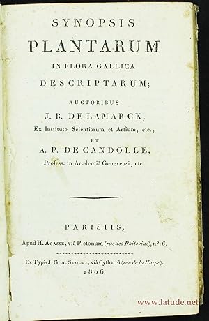 Synopsis plantarum in flora Gallica descriptarum. Auctoribus J.B. de Lamarck et A. P. de Candolle