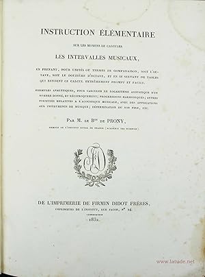 Instruction Ã lÃ mentaire sur les moyens de calculer les intervalles musicaux, en prenant, pour u...