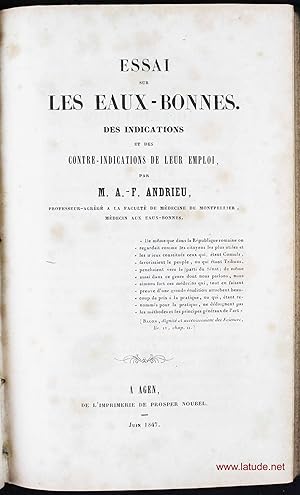 Essai sur les Eaux-Bonnes. Des indications et des contre-indications de leur emploi