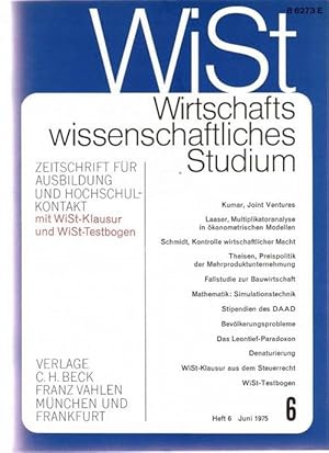 WiSt- Heft 6 Juni 1975- Wirtschaftswissenschaftliches Studium Zeitschrift für Ausbildung und Hoch...