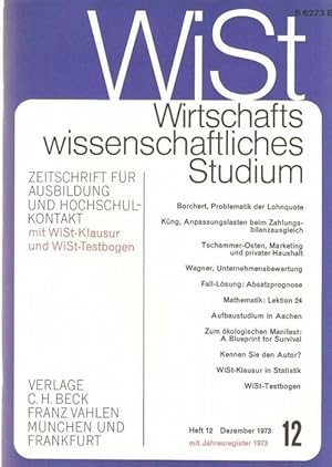 WiSt Heft 12 Dezember 1973- Wirtschaftswissenschaftliches Studium Zeitschrift für Ausbildung und ...