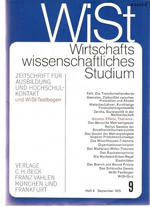 WiSt Heft 9 September 1975- Wirtschaftswissenschaftliches Studium Zeitschrift für Ausbildung und ...