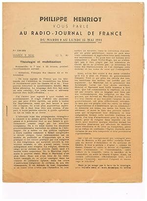 Philippe HENRIOT vous parle au Radio Journal de France, du 9 au 15 mai 1944