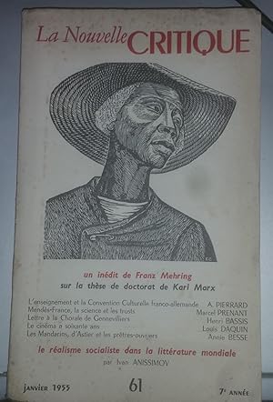 La nouvelle critique, revue Marxiste n°61, janv. 1955 inédit F. MEHRING sur MARX