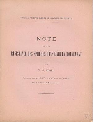 Note sur la résistance de l'air des sphères dans l'air en mouvement.