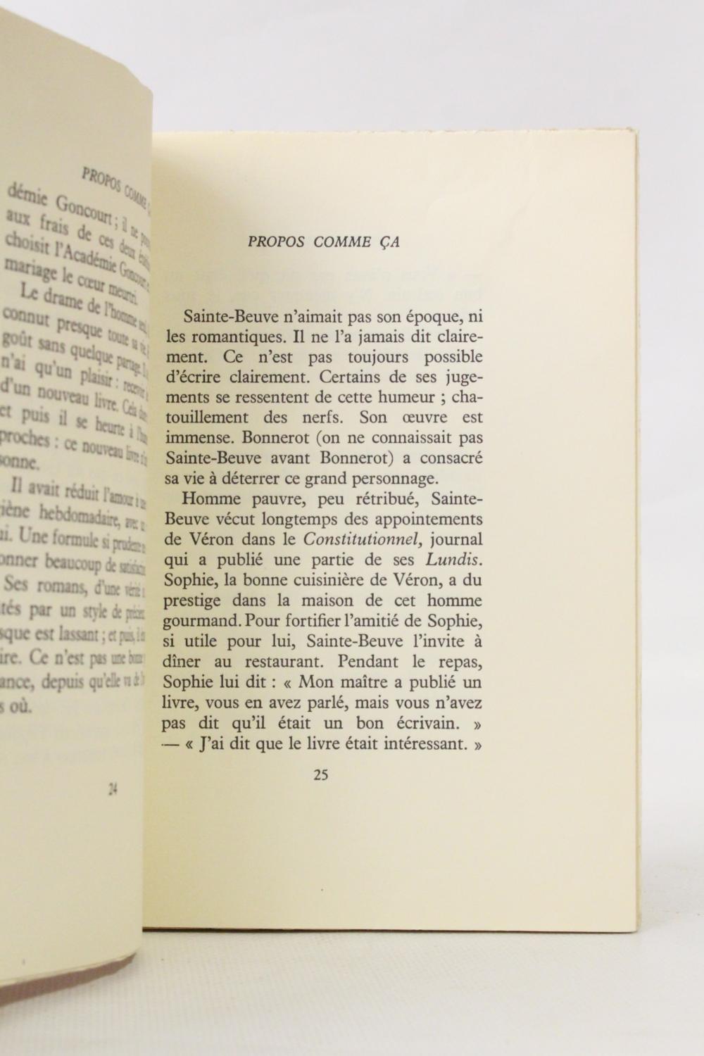 Propos comme ça by CHARDONNE Jacques: couverture souple (1966 ...